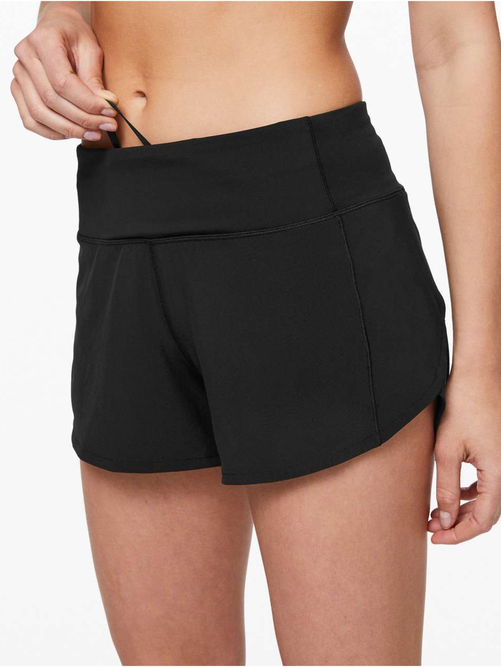 lululemon athletica Black Athletic Running Shorts with Back Zip Pocket - Picture 2 of 8